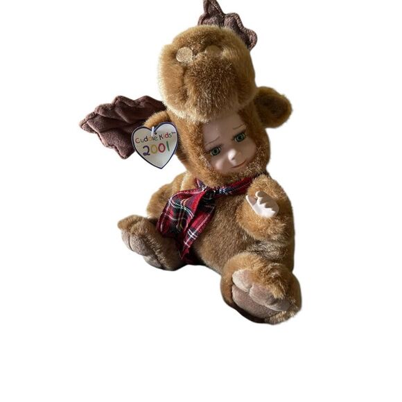 New Geppeddo Cuddle Kids 2001 Morris Moose Plush Porcelain Doll 9″ - Picture 5 of 11